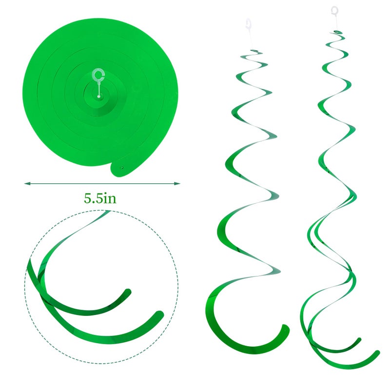 Yymobt Green Ceiling Swirl Foil Decorations Hanging Plastic Streamer Themed Swirl Party for St. Patricks Day Spring Summer Celebration Party Supplies, Pack of 28 - Image 3